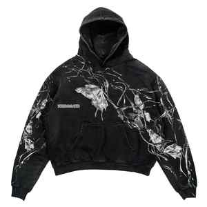 OEM ácido lavado hombres pulóver sudaderas 500GSM 100% algodón DTG estampado sudaderas Streetwear talla grande en blanco piedra lavado Sudadera con capucha - Product Image 5