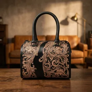 Vegan Leather Vintage Style Women's Hand Bag Designer Pattern Chains Decoration Two Straps Leather <b>Handbag</b> - Product Image 5