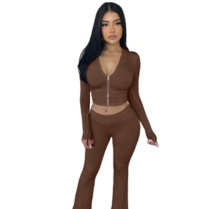 Yoga Set 2 Piece Women's Outfits <b>Workout</b> Fitness Jogger Leggings Set Long Sleeve Yoga <b>Jacket</b> Flare Pant Women Tracksuit Set 2026 - Product Image 3