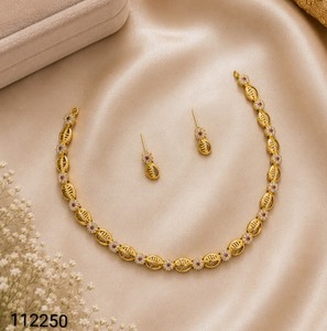 Elegant Gold Plated Hollow Disc <b>Chain</b> Necklace Set Flower CZ <b>Stud</b> <b>Earrings</b> Minimalist Daily Party Wear Fashion Jewelry - Product Image 1