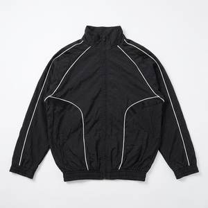 Ensemble coupe-vent en nylon noir pour homme avec empiècements blancs, personnalisable avec logo, séchage rapide, respirant, style vintage, idéal pour l'été – Vente chaude - Product Image 2