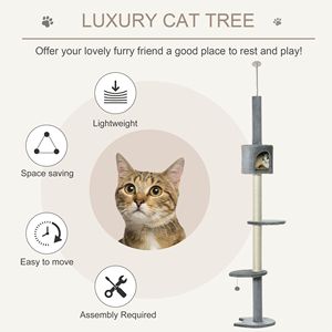 Centro de Actividades para Gatos de 4 Niveles y 85.5 Pulgadas, Ajustable de Piso a Techo, con Rascador, Juguete y Condominio para Gatos - Product Image 3