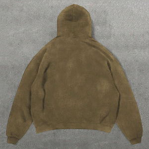 เสื้อฮู้ดซิปสีเขียวมะกอกสำหรับผู้ชาย ทรงโอเวอร์ไซส์ สไตล์สตรีทแวร์ ผลิตจากผ้าฝ้ายเฟรนช์เทอร์รี่ แขนปกติ ใส่ได้ในฤดูหนาว เป็นมิตรต่อสิ่งแวดล้อม - Product Image 5