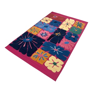 Alfombra Dhurrie de Lana Hecha a Mano, Diseño Abstracto Moderno, Pelo Corto, Ecológica, Antibacteriana, Antideslizante, Apta para Mascotas - Product Image 4