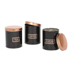High Selling Set of 3 Canister Sugar Tea Coffee Storage Box Container For Kitchen Tabletop <b>Decorative</b> Canister Set With <b>Lid</b> - Product Image 1