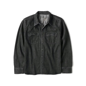 Camisa de Mezclilla para Hombre, Manga Larga, Color Sólido, Estilo Casual, Cierre de Botones, Cuello Clásico, Corte Regular, Tela de Algodón Lavado - Product Image 1