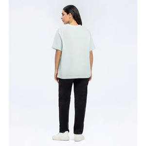 T-shirt décontracté en polyester et coton à col rond et manches courtes, imprimé, design personnalisable, logo personnalisé, respirant pour femme, été - Product Image 4