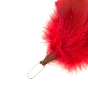 Faux Fur Velvet Feather Hackle Plume <b>Bow</b> Pattern <b>Red</b> Black Adult Unisex Four Seasons Use Party Hat Accessory - Product Image 2