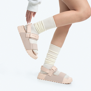 Sandales plates pour femmes Shondo Lite, bout ouvert, dessus en textile, fermeture à boucle et crochet, semelle EVA rembourrée, été, décontractées, beige - Product Image 5