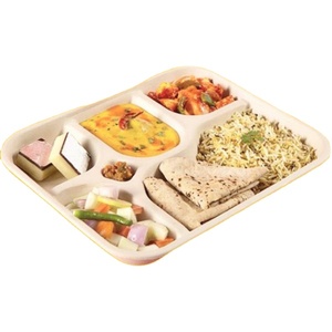 Sugarcane Fiber Meal <b>Tray</b> With Lid For <b>Buffet</b> And Canteen Use Eco Compost <b>Tray</b> With Lid For Office And Corporate Meal packing - Product Image 1