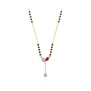Elegant GLEAMORA ENTERPRISE <b>Rose</b> Gold Plated 14K Yellow Gold IGI Certified Women's Mangalsutra <b>Black</b> Beaded Chain Geometric Cut - Product Image 1