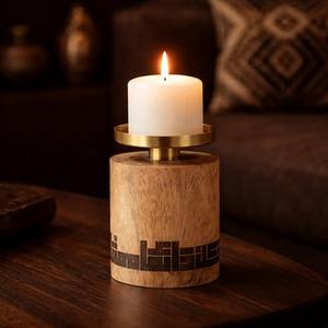 Support de bougie chauffe-plat en bois tendance, centre de table de luxe pour salle à manger, mariage et décoration intérieure - Product Image 6