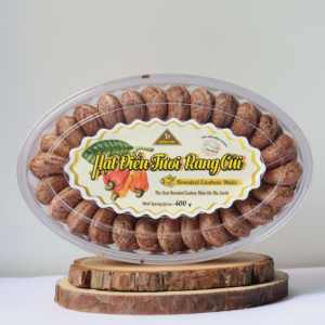 Noix de cajou grillées non décortiquées de marque Dong Phu, Vietnam, qualité supérieure W180 - 400g, boîte cadeau ovale, prêtes à consommer, collation nutritive - Product Image 6