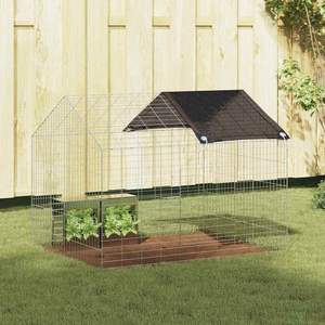 Cage à lapin en acier galvanisé argenté 400 x 78 x 78 cm pour animaux de compagnie - Product Image 1