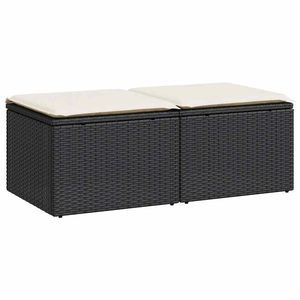 Conjunto de Sofás de Jardín en Negro y Blanco Crema para Patio, Elegantes Bancos de Exterior - Product Image 2