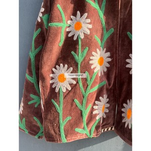 Veste en velours brodée de nouvelle conception, faite à la main, courte, unisexe, avec doublure en coton, style bohème chic - Product Image 3