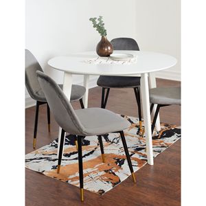 Set da Pranzo Contemporaneo Lassan 5 Pezzi, Tavolo Rotondo Bianco con 4 Sedie per Sala da Pranzo - Product Image 4