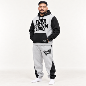 Ensemble sweat-shirt à capuche personnalisé pour homme RexFit Sports, gris noir, vêtements décontractés d'automne, respirant, en tissu French Terry 320 g/m² - Product Image 2