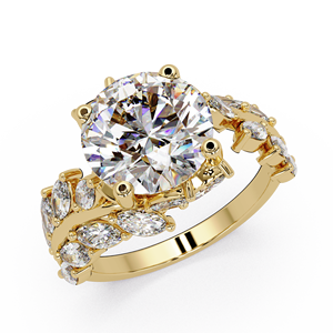 Anillo de compromiso de lujo de oro de 14K y 18K con diamante cultivado en laboratorio de corte redondo de 3.00 ct, certificado IGI, anillo de boda con diseño de racimo marquesa y bypass. - Product Image 2