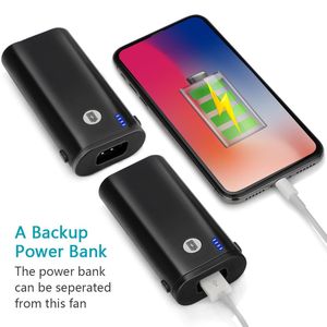 Ventilatore da Tavolo Portatile Nero Pieghevole, Alimentato a Batteria, 5-40 Ore di Autonomia, 3 Impostazioni, Accessorio Indossabile - Product Image 6