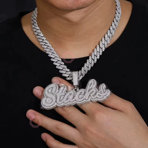 Collier personnalisé avec lettres hip-hop empilées, pendentifs et breloques de joaillerie fine, mode, personnalité, pour hommes stylés - Product Image 2