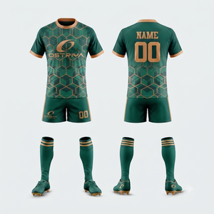 Ensemble d'uniformes de rugby unisexes personnalisables pour adultes, maillot de sport, impression par transfert thermique, manches courtes, découpe automatisée, 100% coton - Product Image 6