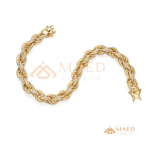 Gold <b>Rope</b> Link <b>Bracelet</b> Moissanite Fine Chain Link <b>Bracelet</b> Fashion Jewelry Daily Wear Gift Style Miami Chicago - Product Image 6