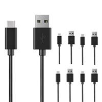 Cable USB a USB C de 5 Núcleos, 5 Unidades, Carga Rápida de 65W con Transferencia de Datos, Cables Tipo C Negros Duraderos