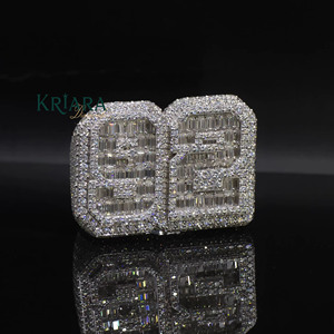 Anillo de Plata 925 para Hombre con Diamante Cultivado en Laboratorio, Corte Baguette, Color D, Estilo Hiphop, para Uso Diario - Product Image 1