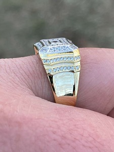 <b>Mens</b> Hip Hop <b>Ring</b> Iced Micro pave Baguette <b>Ring</b> 14k Gold Over Sterling Silver Moissanite <b>Ring</b> Bling Luxury Luxury - Product Image 2