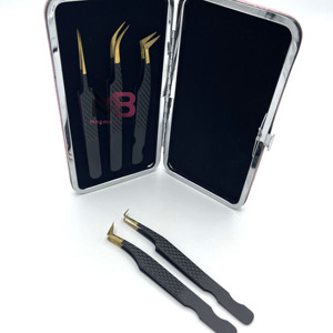 Pinzas para Pestañas de Acero Inoxidable con Punta de Fibra Puntiaguda, Antiestáticas, Precisión, Duraderas, Punta Serrada, Calidad Premium - Product Image 5