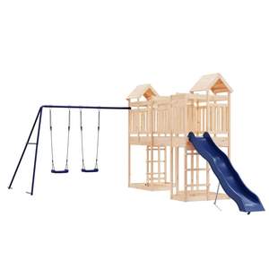 Juego de juegos al aire libre de madera de pino maciza con columpios grandes, diseño de madera natural - Product Image 2