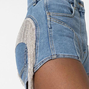 Shorts de mezclilla negros al por mayor para mujer, de cintura alta, lavados, rasgados, shorts de mezclilla blancos personalizados OEM para mujer, de verano - Product Image 6
