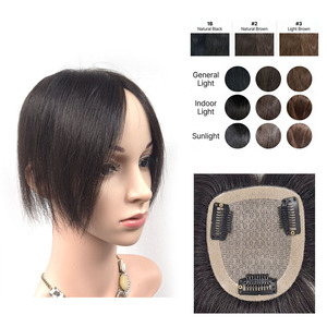 Cosmo Korea Premium Human Hair Wig (8x10)-7 Inch Silky Straight Soft Touch Natural Look Remy Hair <b>Medium</b> Length Lightweight Hair - Product Image 1