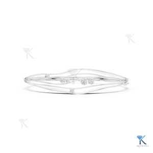 Lab Grown Diamond Filled Brilliant Cut Wavy Multi Strand <b>Bangle</b> 14K 18K <b>Solid</b> <b>Gold</b> Fine Unisex Organic Flowing Design Luxury - Product Image 2