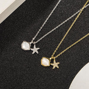 AMBER JEWELS T-2920 Collier avec pendentif en forme de coquille et d'étoile plaqué or rose, bijoux de fête unisexe, cadeau - Product Image 2