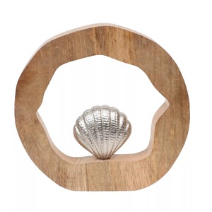 Sculpture Circulaire en Bois Faite à la Main, Décoration de Table Thème Coquillage, Artisanat Minimaliste Thème Animal, Art pour Salon - Product Image 5