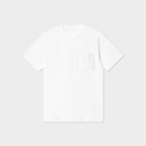 T-shirt en coton blanc pour homme, manches courtes, col rond, coupe classique, couleur unie, chemises décontractées en jersey avec poche sur le devant - Product Image 1