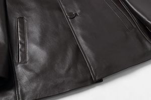 Abrigo de Cuero Genuino para Hombre, Diseño de Alta Gama, Venta al Por Mayor, con Cuello Alto, Logotipo y Colores Personalizables, Impermeable, para Invierno - Product Image 3