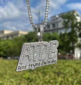 Colgante de Lujo con Moissanita Cristiana y Diamantes de Imitación ATDB, Collar Hip Hop Aint Tryna Die Broke, Joyería Bling para Exteriores - Product Image 4