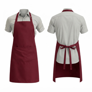 Delantal de Chef para Hombre, Premium, 65% Poliéster, 35% Algodón, 240 GSM, Delantal Ajustable con Tirantes, Color Azul Marino, Bordado Personalizado, Etiqueta Tejida - Product Image 4