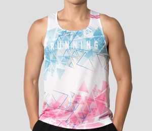 Camiseta sin mangas con estampado geométrico para hombre, cuello redondo, de secado rápido, deportiva, para correr - Product Image 1