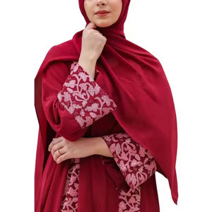 Abayas de Dubái de Color Sólido y Transpirables, Caftán Marroquí, Burka de Chifón para Mujer, Vestido Maxi Musulmán para Ramadán, Túnica Árabe, Ropa Islámica - Product Image 2