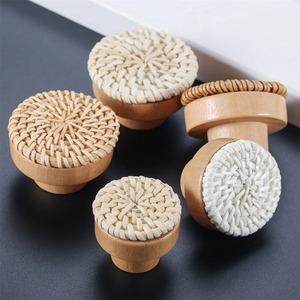 Boutons de porte en rotin, poignées en bois tressé pour portes de placards de cuisine, accessoires de meubles en gros - Product Image 1