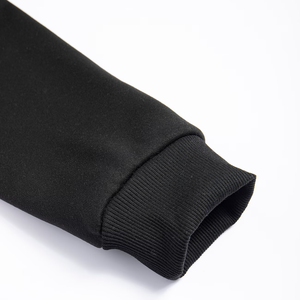 Ensemble de survêtement unisexe noir en molleton polyester/coton respirant, prix bas, couleur unie, manches longues, hiver, ourlet fendu sur le côté - Product Image 5