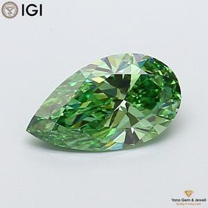 เพชร CVD สีเขียวแฟนซี ความใส VS1 น้ำหนัก 1.50 กะรัต ทรงลูกแพร์ พร้อมใบรับรอง IGI สำหรับงานแต่งงานสุดหรู - Product Image 1