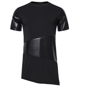 Slim Fit Muscles Fitted Bodybuilding Men Red Color T <b>Shirts</b> With Leather Sleeved Stylish Summer Cotton Wear Breathable T-<b>Shirt</b> - Product Image 5