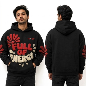 Sudadera con capucha para hombre con estampado puff, arte texturizado premium, tela resistente, interior de forro polar acogedor y corte contemporáneo de gran tamaño. - Product Image 6