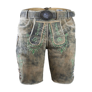 Pantalones Cortos Clásicos de Cuero para Hombre, Estilo Bávaro, Bordados, de Piel de Vacuno y Ante, de Cintura Media, Peso Medio, para Festival - Product Image 1