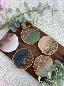 Custom Classic Agate Resin <b>Coaster</b> with Real Dried Pressed Flowers Eco-Friendly Home Decor Mat - Product Image 2